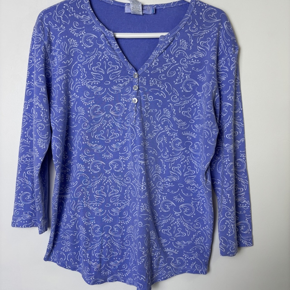 Fresh Produce  Purple Paisley-Print Henley Top